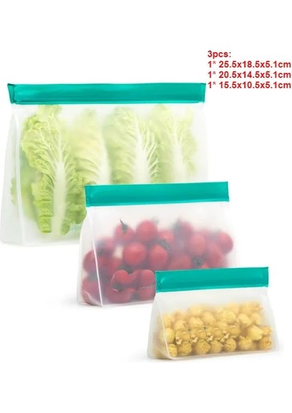 3 Adet 1s 1m 1l Stili 6 Adet Yeniden Kullanılabilir Gıda Saklama Torbaları Sızdırmaz Kilitli Aperatif Çanta Dondurucu Çanta Sebze Taze Çanta Buzdolabı Organizatör Mutfak Malzemeleri (Yurt Dışından)