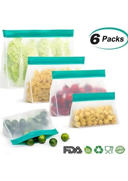 3 Adet 1s 1m 1l Stili 6 Adet Yeniden Kullanılabilir Gıda Saklama Torbaları Sızdırmaz Kilitli Aperatif Çanta Dondurucu Çanta Sebze Taze Çanta Buzdolabı Organizatör Mutfak Malzemeleri (Yurt Dışından) fiyatları