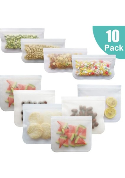 10 Adet Tarzı Et Silikon Gıda Torbası Buzlu Peva Silikon Gıda Taze Tutma Torbası Yeniden Kullanılabilir Dondurucu Torbası Fermuar Sızdırmaz Üst Meyve Çantası (Yurt Dışından)