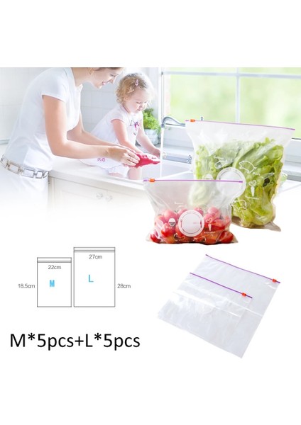 5pcsm 5pcsl Tarzı Et Yeniden Kullanılabilir Tazelik Fermuarlı Çanta Dondurucu Isıtma Gıda Saran Wrap Saklama Çantası Zip Kilit Poli Çantalar Mutfak Aksesuarları (Yurt Dışından)