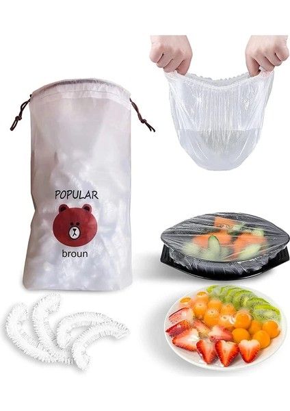 100 Adet Stil Adet Taze Saklama Torbaları Yeniden Kullanılabilir Elastik Gıda Saklama Kapakları Plastik Sızdırmazlık Elastik Streç Kase Kapakları Evrensel Mutfak (Yurt Dışından)