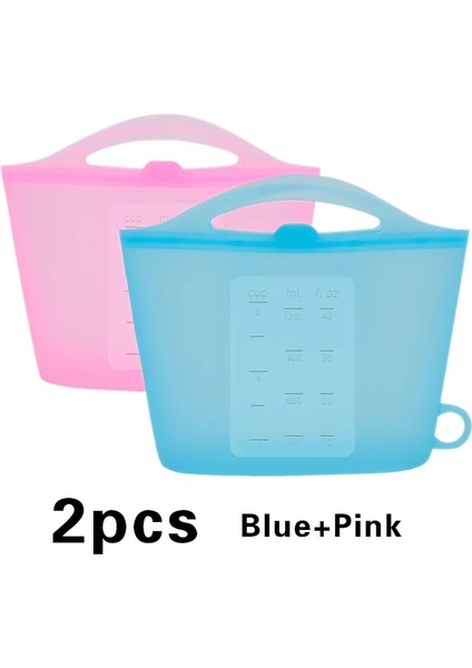1pembe 1mavi Tarzı Gıda Silikon Gıda Saklama Çantası Gıda Depolama Için Yeniden Kullanılabilir Kilitli Torbalar Hava Geçirmez Mühür Mikrodalga Güvenli Meyve Sebze Saklama Çantası (Yurt Dışından)