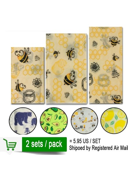 BALMUMU003 Stili 2 Takım Paketi Yeniden Kullanılabilir Balmumu Kumaş Sargı Gıda Taze Torba Kapağı Kapak Streç Kapak Orman Partisi Arılar Balmumu Sargı Plastik Sargı (Yurt Dışından) fiyatları