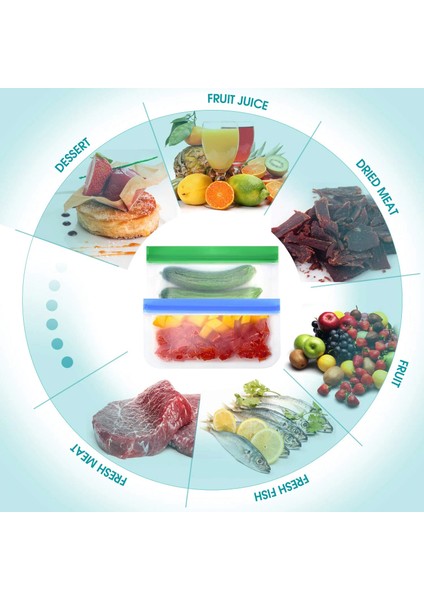 Mavi Yeşil Turuncu Tarzı 10 Parça Peva Gıda Sınıfı Fermuar Kilidi Aperatif Sandviç Kozmetik Depolama Eko Yeniden Kullanılabilir Ekstra Kalın Dondurucu Çanta (Yurt Dışından) fırsatları
