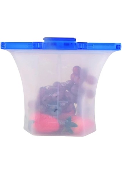 Derin Mavi Tarzı Yeni Bir Adım Kilit Sızdırmaz Ayakta Silikon Çanta Konteynerler Sandviçler Sıvı Aperatif Meyve Yeniden Kullanılabilir Silikon Gıda Saklama Çantası (Yurt Dışından)