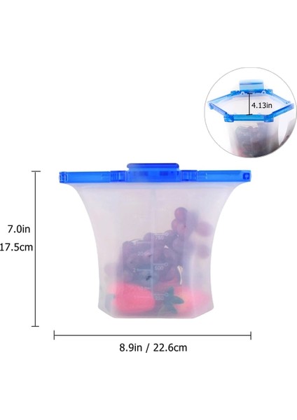 Derin Mavi Tarzı Yeni Bir Adım Kilit Sızdırmaz Ayakta Silikon Çanta Konteynerler Sandviçler Sıvı Aperatif Meyve Yeniden Kullanılabilir Silikon Gıda Saklama Çantası (Yurt Dışından) fırsatları