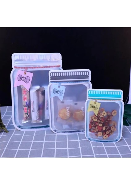 03-3 Adet Tarzı Yeniden Kullanılabilir Mason Kavanoz Şişeleri Çanta Fındık Şeker Kurabiye Çanta Su Geçirmez Mühür Taze Gıda Saklama Çantası Aperatifler Sandviç Kilitli Torbalar (Yurt Dışından) fiyatları