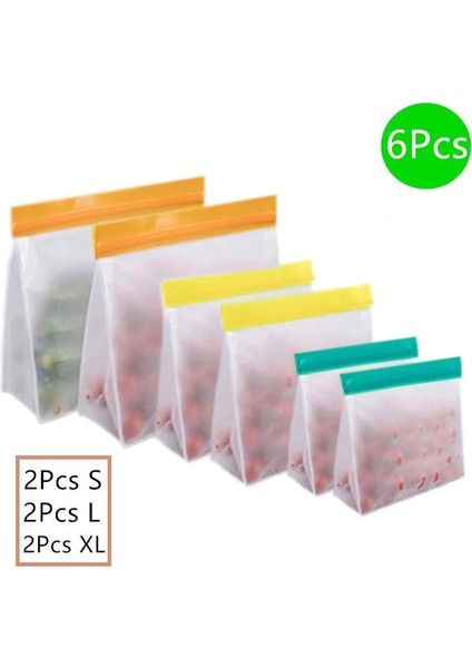 T2 6 Adet Tarzı 4-Et Stand Up Gıda Saklama Çantası Yeniden Kullanılabilir Dondurucu Sandviç Kilitli Silikon Peva Çanta Mutfak Organizatör Depolama Taze Çanta (Yurt Dışından)