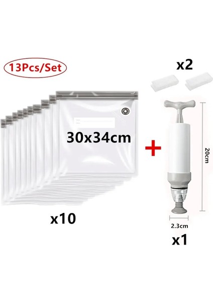 30X34CM Stili Et Grey Çanta Kitleri Yeniden Kullanılabilir Gıda Vakumlu Torbalar El Pompalı Torba Sızdırmazlık Klipsleri Gıda Depolama Dondurma Için Gıda Sargısı (Yurt Dışından)