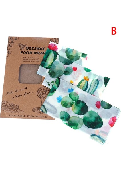 B 1 Set 3 Parça Tarzı Atık Yeniden Kullanılabilir Depolama Sargısı Sürdürülebilir Organik Sandviç ve Peynir Gıda Ambalaj Kağıdı Bpa ve Plastik Içermeyen Balmumu Gıda Sargısı (Yurt Dışından)