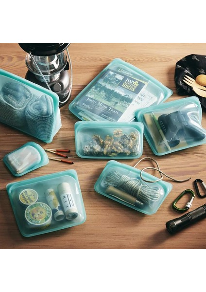 Mavi Stil 3 Adet Set 3 Adet Yeniden Kullanılabilir Silikon Gıda Saklama Mühür Torbası Sızdırmaz Konteyner Çevre Dostu Sandviç Torbası Toksik Olmayan Taze Sarma Kilitli (Yurt Dışından) indirimleri