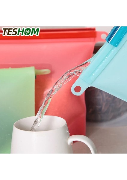 1000ML 4 Adet Stil Et 500ML Silikon Gıda Torbası Yeniden Kullanılabilir Gıda Taze Tutma Vakum Torbası Kilitli Torba Dondurucu Gıda Saklama Çantası Için Sızdırmaz (Yurt Dışından)