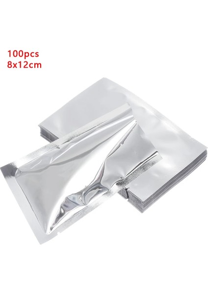 100 Adet 8X12CM Tarzı Lver Su Geçirmez Vakum Mühürleyen Torbalar Gıda Sınıfı Saklama Çantası Isı Yalıtımlı Alüminyum Folyo Çanta Mutfak Malzemeleri (Yurt Dışından)
