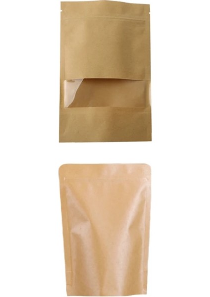 Boş Çanta Stili 14X22X4CM Küçük Toplu Özel Desen Kraft Kağıt Kendinden Sızdırmaz Pencere Torbaları Fındık Şekeri Kızarmış Gıda Ambalajı (Yurt Dışından)