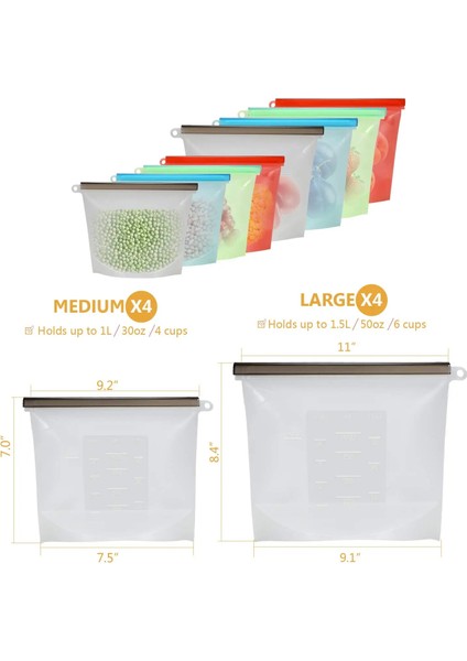 4-1000ML Tarzı L L Zip Kilidi Hava Geçirmez Mühür Silikon Çanta Yeniden Kullanılabilir Silikon Gıda Saklama Çantası Gıda Pişirme Sandwack Çanta Için (Yurt Dışından) modelleri