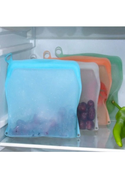 Beyaz Stil 1500ML Yeniden Kullanılabilir Gıda Kabı Silikon Torba Yeniden Kullanılabilir Gıda Torbası Ayakta Koruma Torbaları Kolay Temizlik Için Meyve Sebze Depolama (Yurt Dışından)