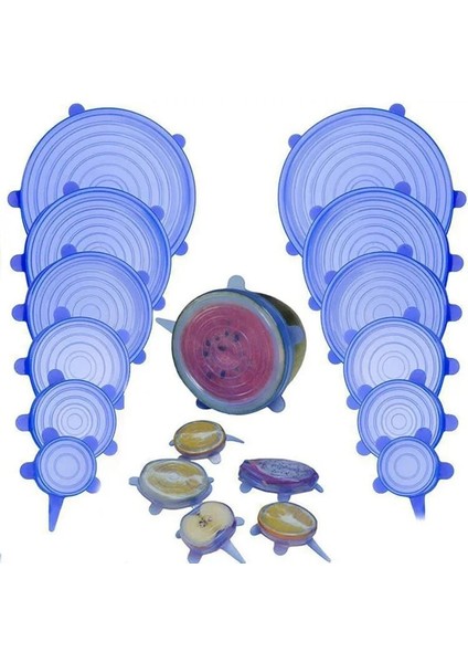 6 Adet Bir Set Beyaz Tarzı Silikon Streç Taze Kapak Kapakları Evrensel Kapak Silikon Kase Tencere Kapağı Silikon Kapak Tava Pişirme Gıda Mikrodalga (Yurt Dışından)