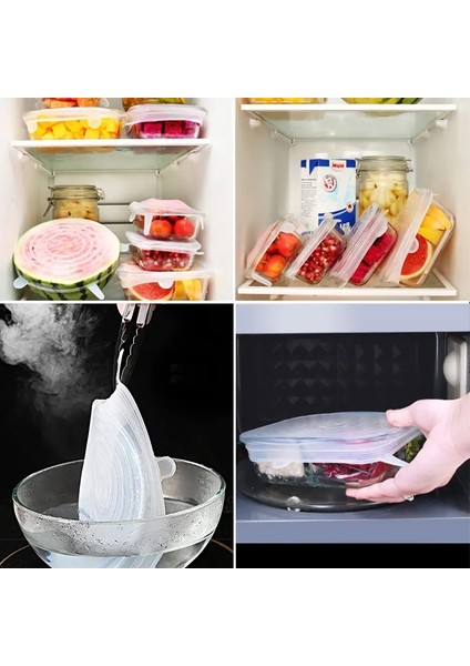 6 Adet Bir Set Beyaz Tarzı Silikon Streç Taze Kapak Kapakları Evrensel Kapak Silikon Kase Tencere Kapağı Silikon Kapak Tava Pişirme Gıda Mikrodalga (Yurt Dışından)