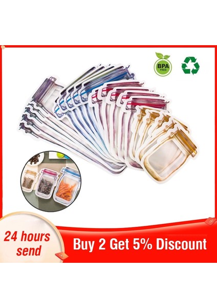 20 Adet Tarzı Yeniden Kullanılabilir Kilitli Çanta Poşet Zip Mylar Çantalar Zip Kilit Plastik Torbalar Saklama Gıda Çanta Konteyner Buzdolabı Organizatör Çerez Sandviç Çanta (Yurt Dışından) modelleri