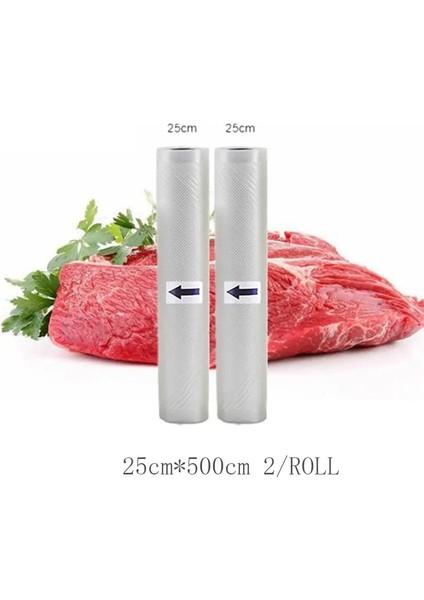 25CM 2 Adet Stil 5 Rolls 2 Rolls Lot Mutfak Gıda Vakum Torbası Saklama Torbaları Vakum Mühürleyen Vakum Paketleme Ruloları cm * 500CM (Yurt Dışından)