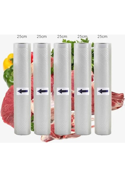 25CM 2 Adet Stil 5 Rolls 2 Rolls Lot Mutfak Gıda Vakum Torbası Saklama Torbaları Vakum Mühürleyen Vakum Paketleme Ruloları cm * 500CM (Yurt Dışından) modelleri