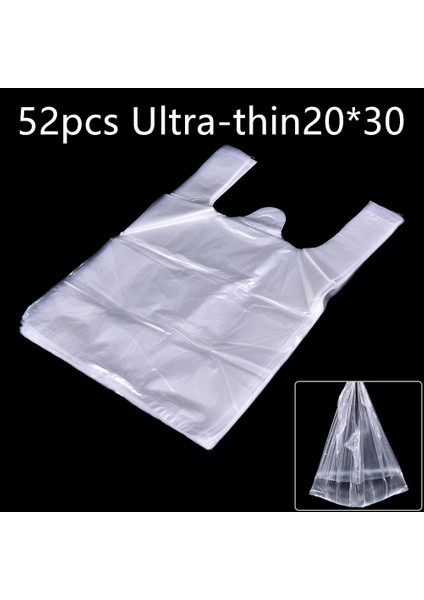 52 Adet Ultra Ince Stil *30CM 24*34CM 26*37CMŞEFFAF Çanta Alışveriş Çantası Süpermarket Saplı Plastik Poşet Gıda Ambalajı (Yurt Dışından)