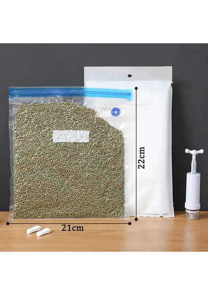 21X22CM Tarzı Yeniden Kullanılabilir Vakum Mühürleyen Çantalar Ev Gıda Saklama Mühür Torbaları Taze Gıda Sızdırmazlık Klipsli Zip Dondurucu Çanta El Pompası Çantası (Yurt Dışından)