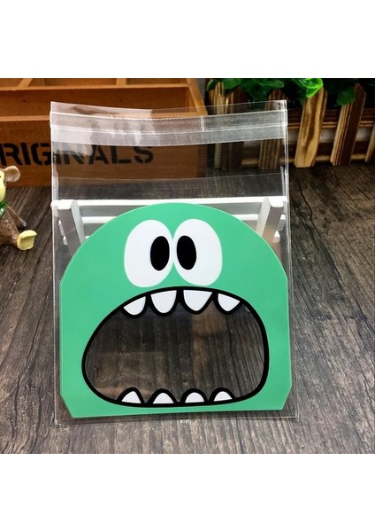Yeşil Stil 10X10CM Artoon Big Teech Mouth Canavar Plastik Torba Düğün Kurabiye Paketleme Kendinden Yapışkanlı Şeker Hediye Çantası Kek Paketi Parti Favo (Yurt Dışından)