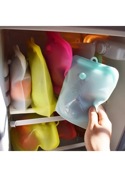 Pembe Stil 500ML Silikon Yeniden Kullanılabilir Gıda Torbası L L 500ML Sızdırmaz Kaplar Yeniden Kullanılabilir Taze Torba Gıda Saklama Torbası Dondurucu Çanta Aperatif (Yurt Dışından)