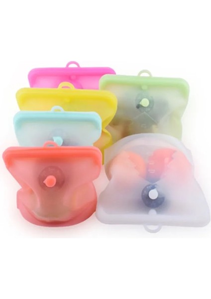 Pembe Stil 500ML Silikon Yeniden Kullanılabilir Gıda Torbası L L 500ML Sızdırmaz Kaplar Yeniden Kullanılabilir Taze Torba Gıda Saklama Torbası Dondurucu Çanta Aperatif (Yurt Dışından)