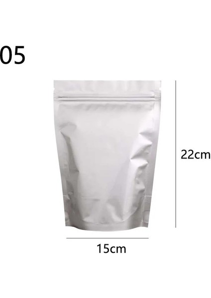 No.5 Tarzı 1 Adet Beyaz Alüminyum Folyo Isı Yalıtım Koku Geçirmez Çanta Mylar Gıda Vakum Torbaları Çay Folyo Kendinden Ayaklı Fermuarlı Çanta (Yurt Dışından)