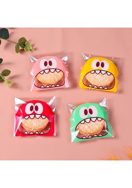 Rastgele Renk Stili 10X10CM Artoon Big Teech Mouth Canavar Plastik Torba Düğün Kurabiye Paketleme Kendinden Yapışkanlı Şeker Hediye Çantası Kek Paketi Parti Favo (Yurt Dışından)