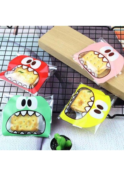 Rastgele Renk Stili 10X10CM Artoon Big Teech Mouth Canavar Plastik Torba Düğün Kurabiye Paketleme Kendinden Yapışkanlı Şeker Hediye Çantası Kek Paketi Parti Favo (Yurt Dışından)