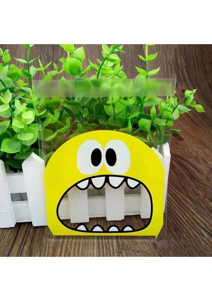 Rastgele Renk Stili 10X10CM Artoon Big Teech Mouth Canavar Plastik Torba Düğün Kurabiye Paketleme Kendinden Yapışkanlı Şeker Hediye Çantası Kek Paketi Parti Favo (Yurt Dışından)