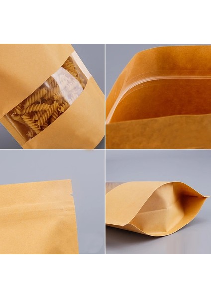 Boş Çanta Stili 9X14X3CM Sıcak Satış Özel Kraft Kağıt Ayakta Fermuar Pencereli Gıda Sınıfı Neme Dayanıklı Kuru Meyve Çay Paketleme Çantası (Yurt Dışından) fırsatları