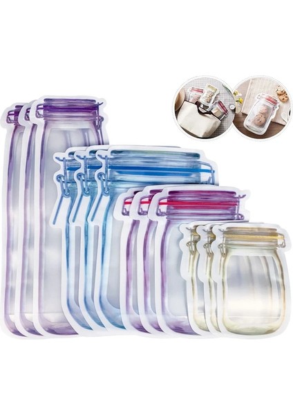 C Stili 4 Adet Yeniden Kullanılabilir Mason Kavanoz Şişeleri Çanta Fındık Şeker Kurabiye Çanta Su Geçirmez Mühür Taze Gıda Saklama Çantası Aperatifler Mutfak Organizatör Çantaları (Yurt Dışından) fiyatları