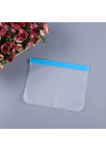 Mavi Stil 21.5X18CM Gıda Saklama Torbası Taze Sarma Silikon Gıda Saklama Kapları Sızdırmaz Kaplar Yeniden Kullanılabilir Zip Kapatma Torbası Bardak Taze Çanta (Yurt Dışından)