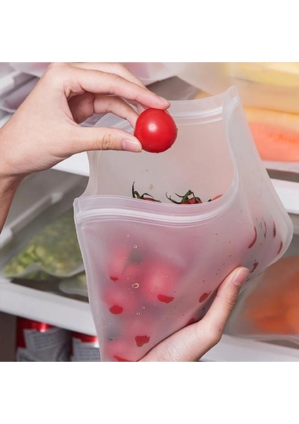 Mavi Stil 21.5X18CM Gıda Saklama Torbası Taze Sarma Silikon Gıda Saklama Kapları Sızdırmaz Kaplar Yeniden Kullanılabilir Zip Kapatma Torbası Bardak Taze Çanta (Yurt Dışından)