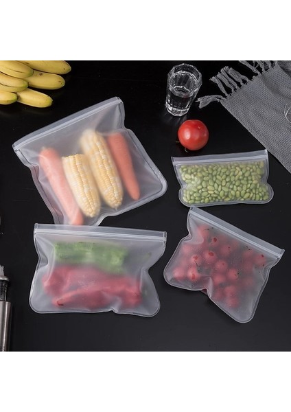 Mavi Stil 21.5X18CM Gıda Saklama Torbası Taze Sarma Silikon Gıda Saklama Kapları Sızdırmaz Kaplar Yeniden Kullanılabilir Zip Kapatma Torbası Bardak Taze Çanta (Yurt Dışından)