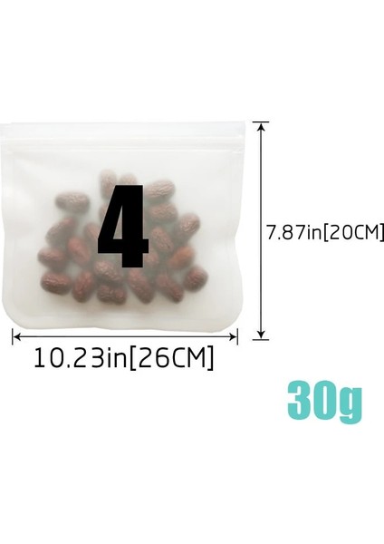 10.23X7.87 Inç Stili Saydam Buzlu Peva Gıda Saklama Çantası Yeniden Kullanılabilir Silikon Zip Kapatma Çantası Meyve Et Süt Gıda Kabı Buzdolabı Taze Tutma Çantası (Yurt Dışından)