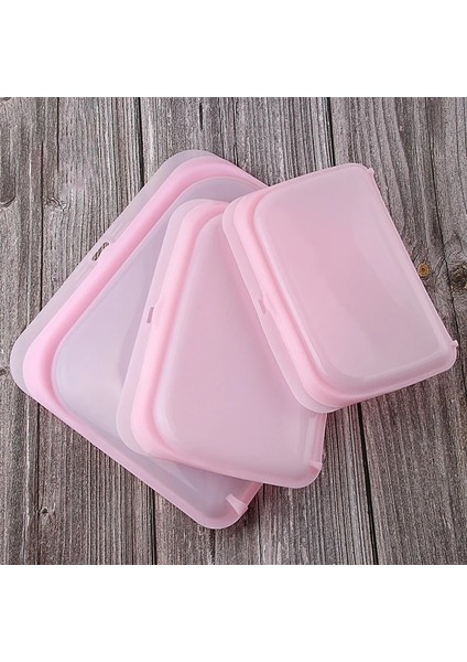 Pembe Tarzı M Beden 3 Adet Yeniden Kullanılabilir Silikon Gıda Saklama Mühür Torbası Sızdırmaz Konteyner Çevre Dostu Sandviç Torbası Toksik Olmayan Taze Sarma Kilitli (Yurt Dışından)