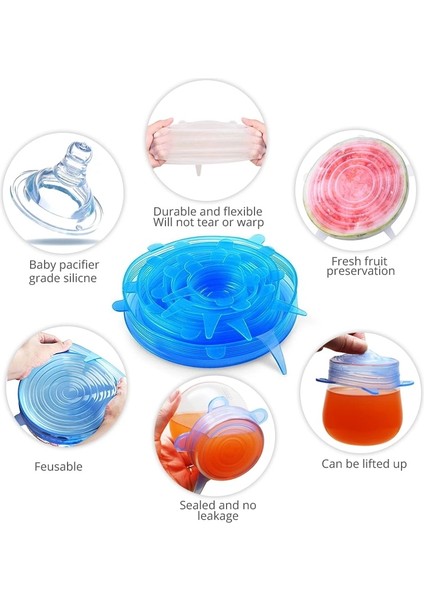 14.5cm Tarzı Licone Kapak Kapakları Yeniden Kullanılabilir Taze Tutma Silikon Streç Kapaklar Gıda Pot Çanak Mutfak Aksesuarları Için Kapaklar (Yurt Dışından) fiyatları