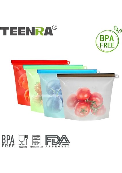 4-500ML Tarzı Teenra Yeniden Kullanılabilir Mühür Silikon Gıda Taze Çanta Kilitli Gıda Saklama Çantası Vakum Sızdırmazlık Torbası Buzdolabı Konteyner Araçları (Yurt Dışından) fiyatları