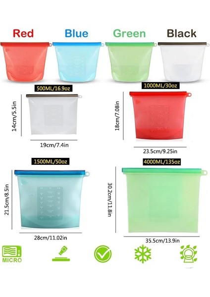 4-500ML Tarzı Teenra Yeniden Kullanılabilir Mühür Silikon Gıda Taze Çanta Kilitli Gıda Saklama Çantası Vakum Sızdırmazlık Torbası Buzdolabı Konteyner Araçları (Yurt Dışından) modelleri