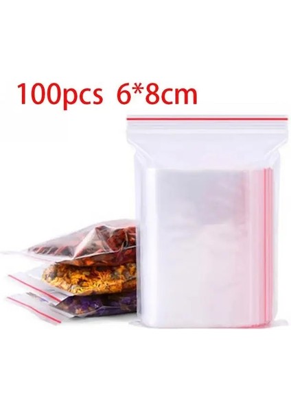 6X8CM Tarzı Açılıp Kapanabilir Kilitli Torbalar Kendinden Mühürlü Şeffaf Plastik Poli Çanta Gıda Saklama Paketleme Paketi Yeniden Kapatılabilir Vakum Taze Çanta (Yurt Dışından)