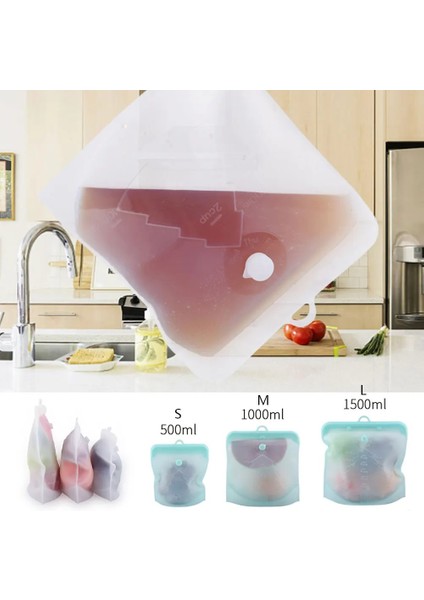 Beyaz Stil 1000ML 500ML L L Yeniden Kullanılabilir Gıda Silikon Çanta Sızdırmaz Konteynerler Gıda Saklama Çantası Taze Gıda Saklama Çantası Dondurucu Aperatif Torbaları (Yurt Dışından) fırsatları
