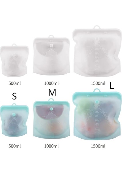 Beyaz Stil 1000ML 500ML L L Yeniden Kullanılabilir Gıda Silikon Çanta Sızdırmaz Konteynerler Gıda Saklama Çantası Taze Gıda Saklama Çantası Dondurucu Aperatif Torbaları (Yurt Dışından) indirimleri
