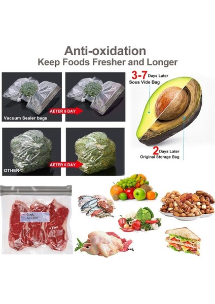 B Tarzı Vakum Mühürleyen Torbalar Ev Vakumlu Gıda Mühürleyen Kilitli Torba El Pompalı Sous Vide Pişirme ve Yiyecek Saklama Için Sızdırmazlık Klipsleri (Yurt Dışından) fiyatları