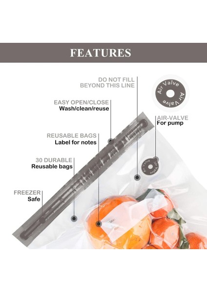 B Tarzı Vakum Mühürleyen Torbalar Ev Vakumlu Gıda Mühürleyen Kilitli Torba El Pompalı Sous Vide Pişirme ve Yiyecek Saklama Için Sızdırmazlık Klipsleri (Yurt Dışından) modelleri