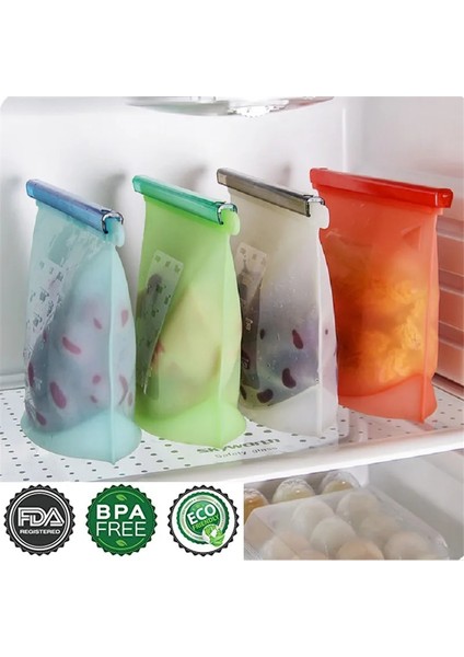 Açık Yeşil Tarzı 500ML Silikon Torbalar Yeniden Kullanılabilir Silikon Gıda Torbası Hava Geçirmez Mühür Gıda Koruma Çantası Sebze, Sıvı, Atıştırmalık, Et Için Gıda Sınıfı (Yurt Dışından)